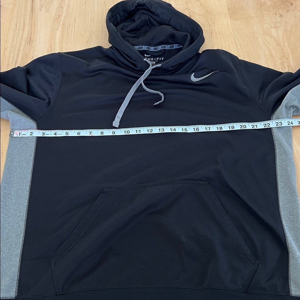 Nike Black Hoodie with Light Gray Swoosh and Drawstrings - Picture 4 of 7